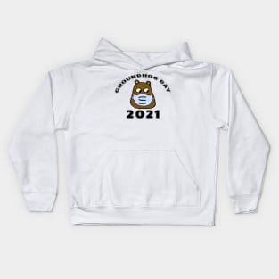 Groundhog Day 2021 with Groundhog in a facemask Kids Hoodie